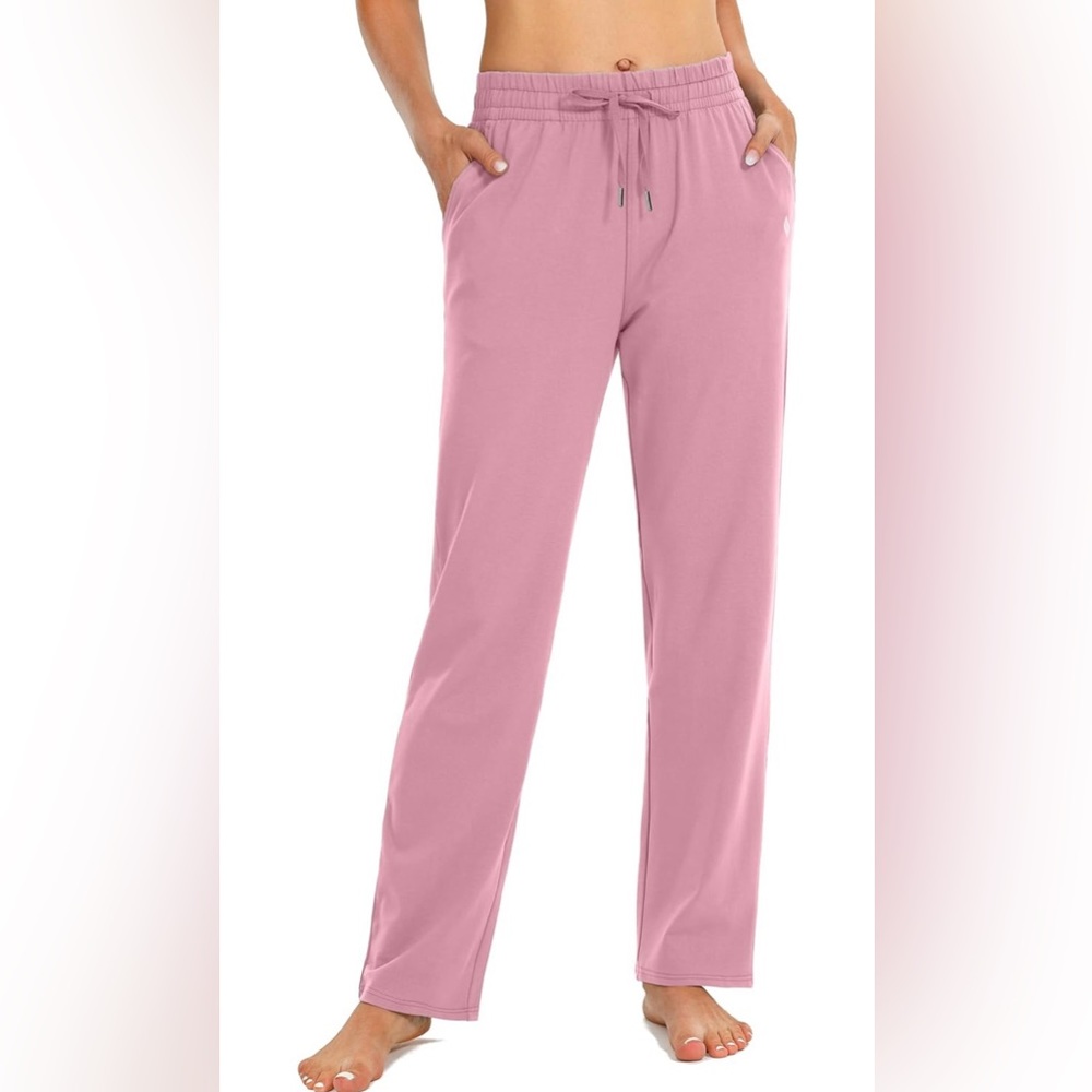 SANTINY Women's Cotton Sweatpants in Pink / Size Small